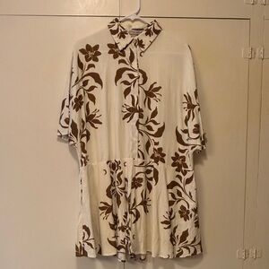 Brown Floral Button-Up Romper